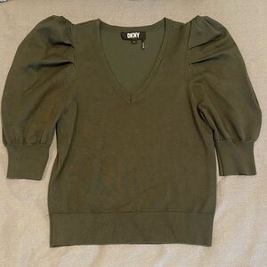 DKNY Women's Olive V-Neck Sweater